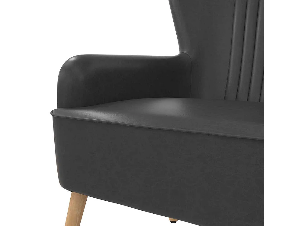 Kunstleder Wohnzimmer Sessel in Dunkelgrau Retrostil