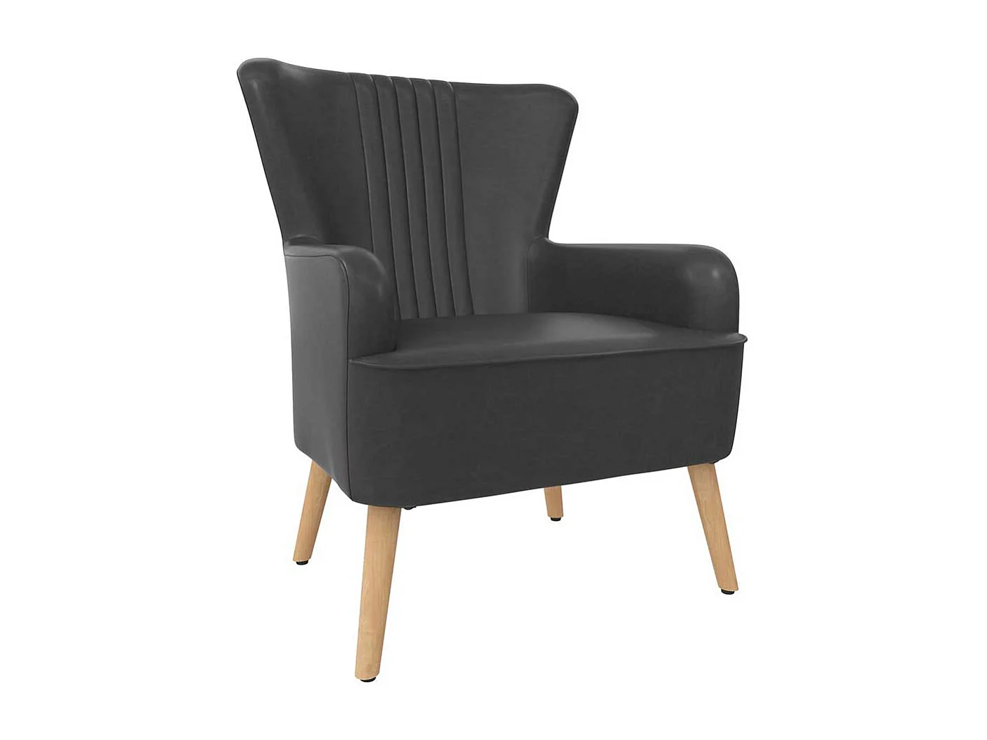 Kunstleder Wohnzimmer Sessel in Dunkelgrau Retrostil