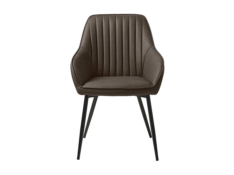 Esstisch Sessel aus Kunstleder und Metall Dunkelbraun und Schwarz (2er Set)