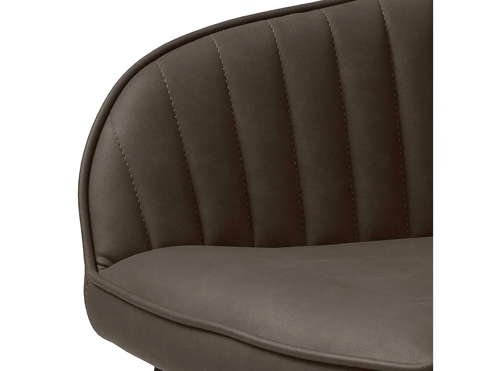 Esstisch Sessel aus Kunstleder und Metall Dunkelbraun und Schwarz (2er Set)