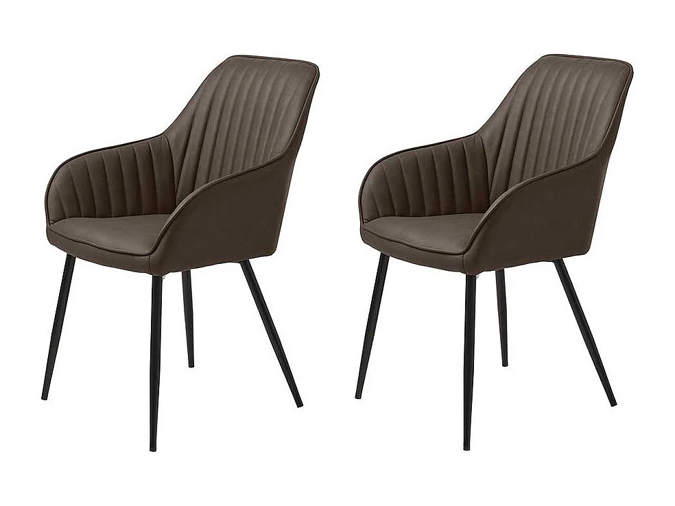 Esstisch Sessel aus Kunstleder und Metall Dunkelbraun und Schwarz (2er Set)