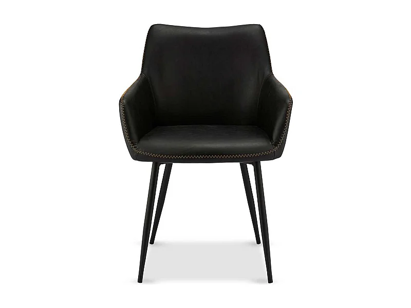 Armlehnen Esszimmerstühle in Schwarz Kunstleder modern (2er Set)