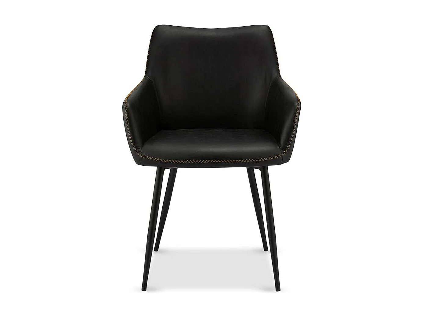 Armlehnen Esszimmerstühle in Schwarz Kunstleder modern (2er Set)