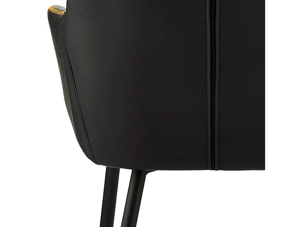 Armlehnen Esszimmerstühle in Schwarz Kunstleder modern (2er Set)