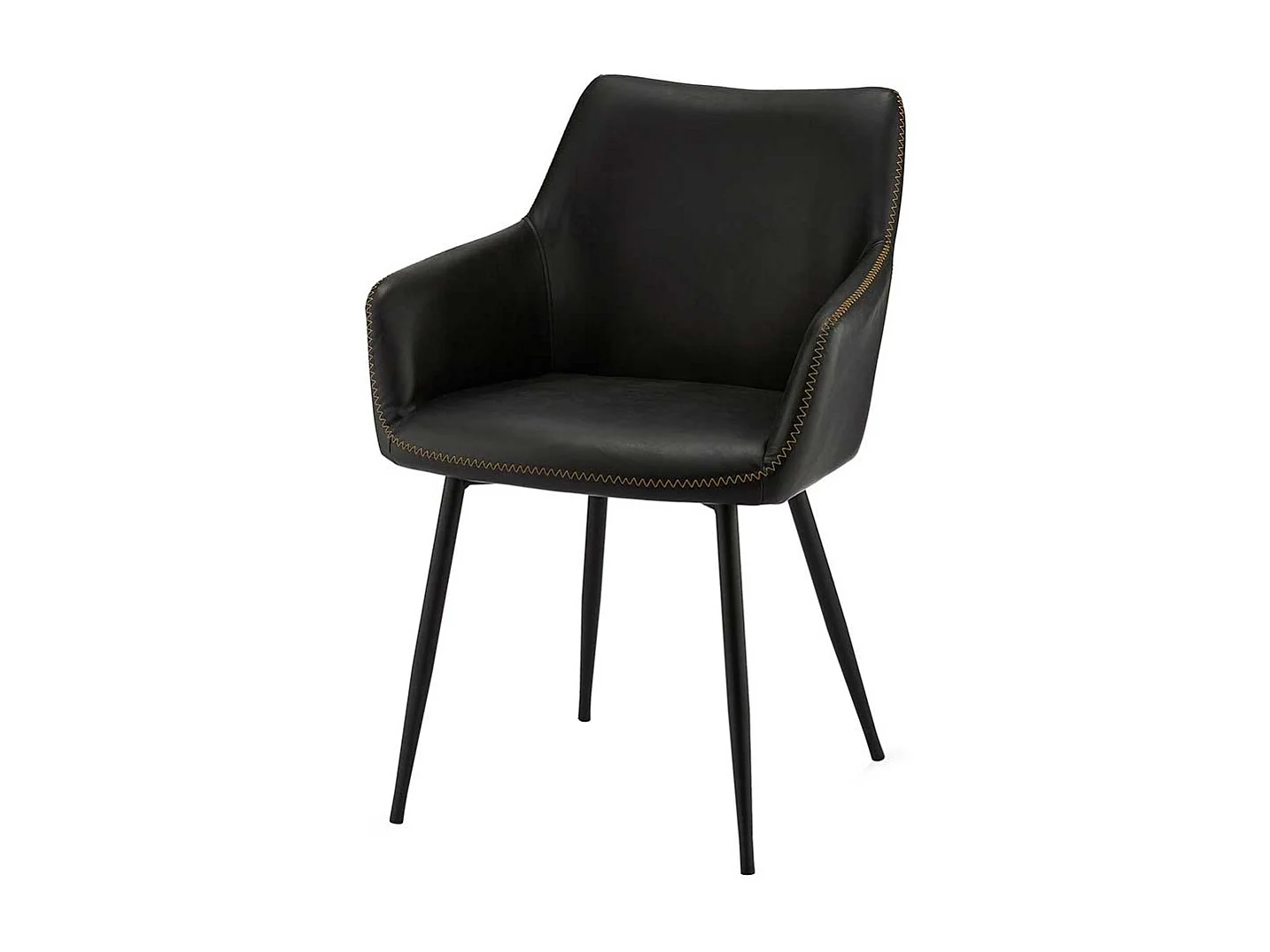 Armlehnen Esszimmerstühle in Schwarz Kunstleder modern (2er Set)