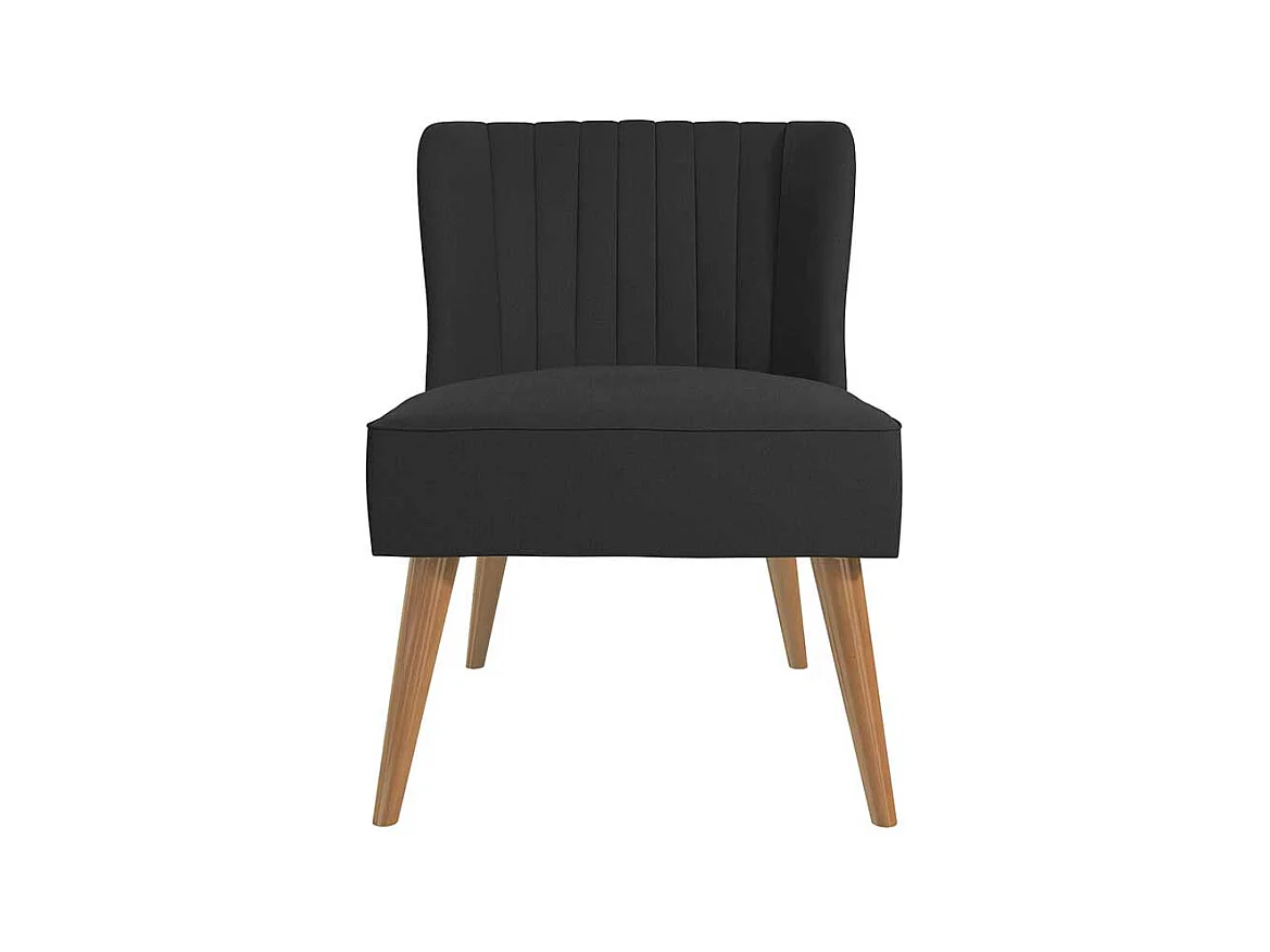 Dunkelgrauer Retrosessel 65 cm breit Vierfußgestell aus Holz