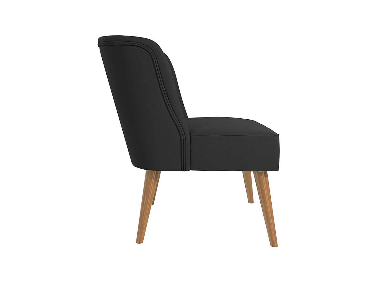 Dunkelgrauer Retrosessel 65 cm breit Vierfußgestell aus Holz