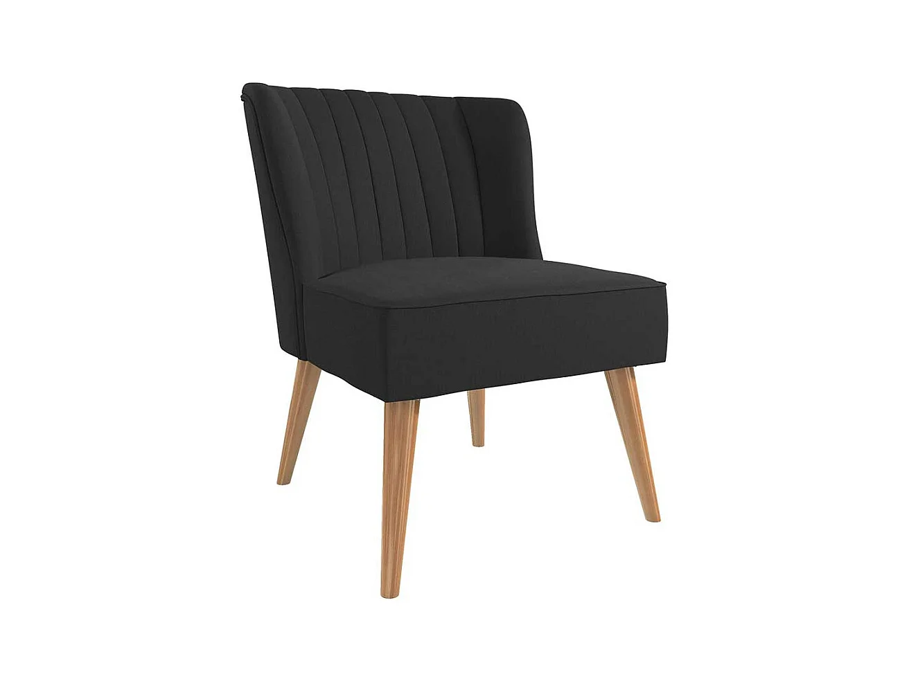 Dunkelgrauer Retrosessel 65 cm breit Vierfußgestell aus Holz