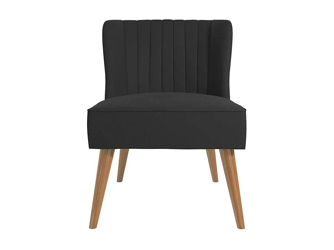 Dunkelgrauer Retrosessel 65 cm breit Vierfußgestell aus Holz