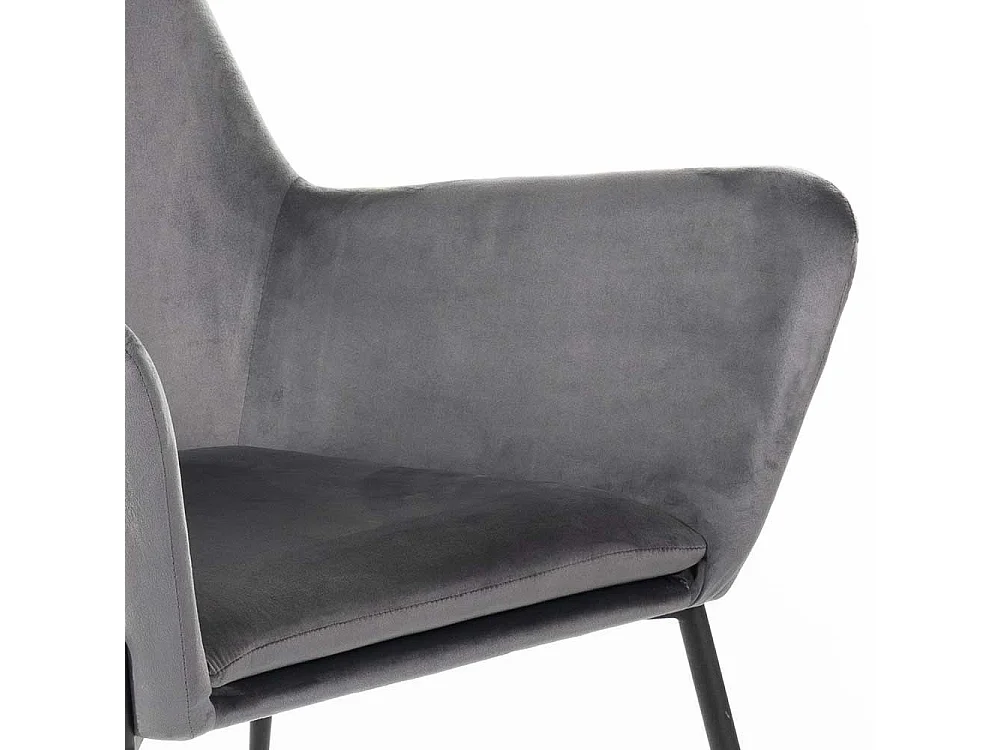 Anthrazit Lounge Polstersessel im Retrostil Samt und Metall