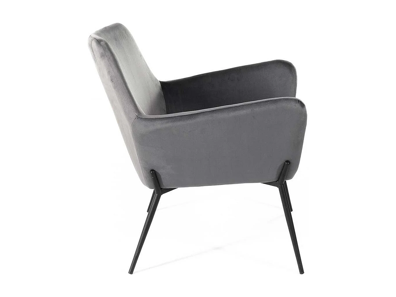 Anthrazit Lounge Polstersessel im Retrostil Samt und Metall