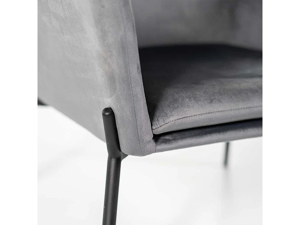 Anthrazit Lounge Polstersessel im Retrostil Samt und Metall