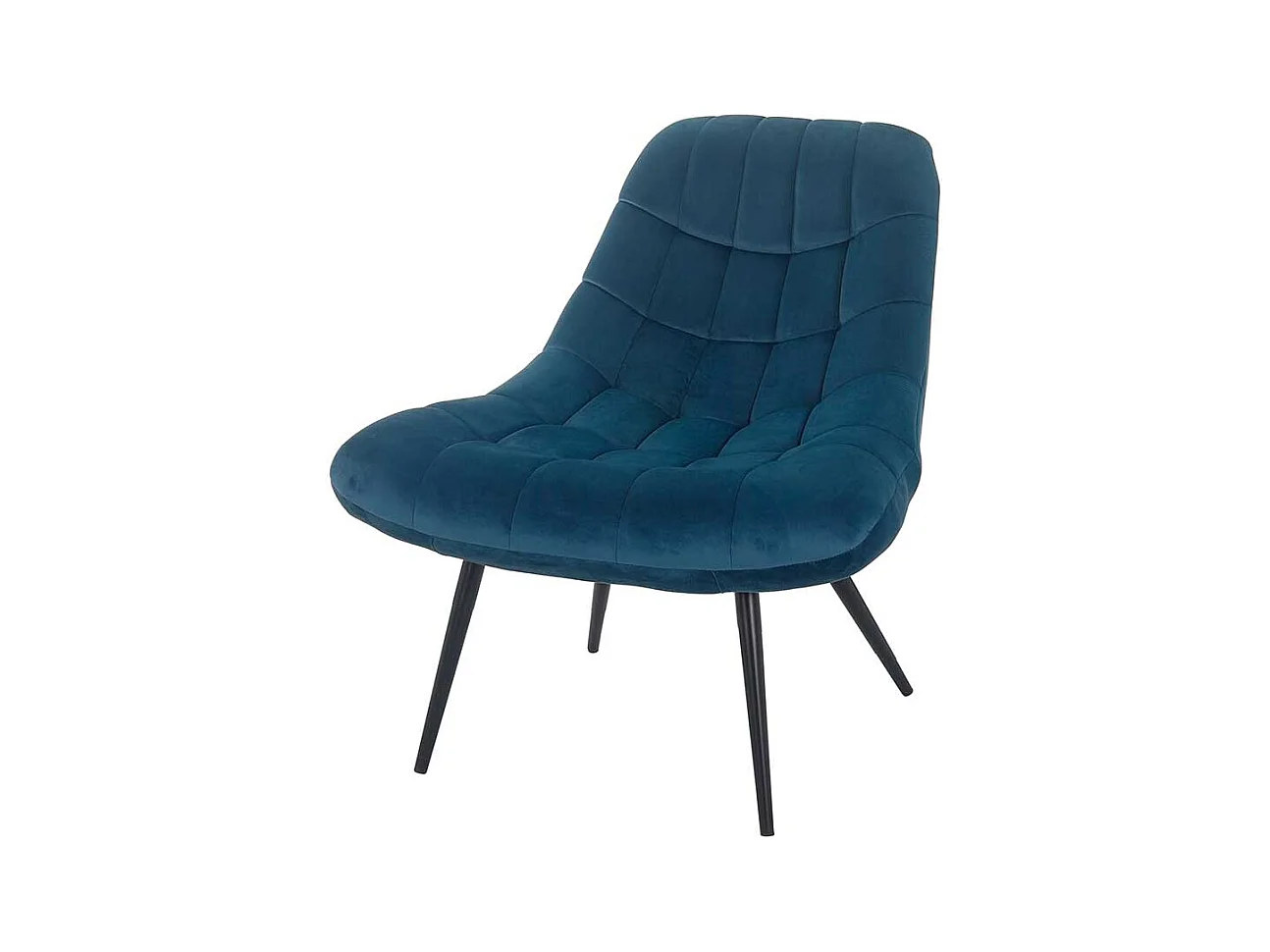 Lounge Stuhl in Blau Samt Retro Look