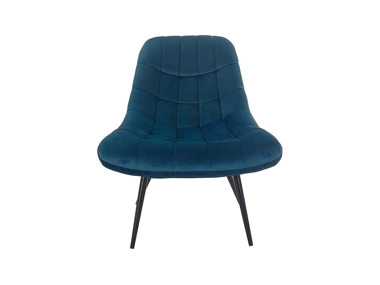 Lounge Stuhl in Blau Samt Retro Look
