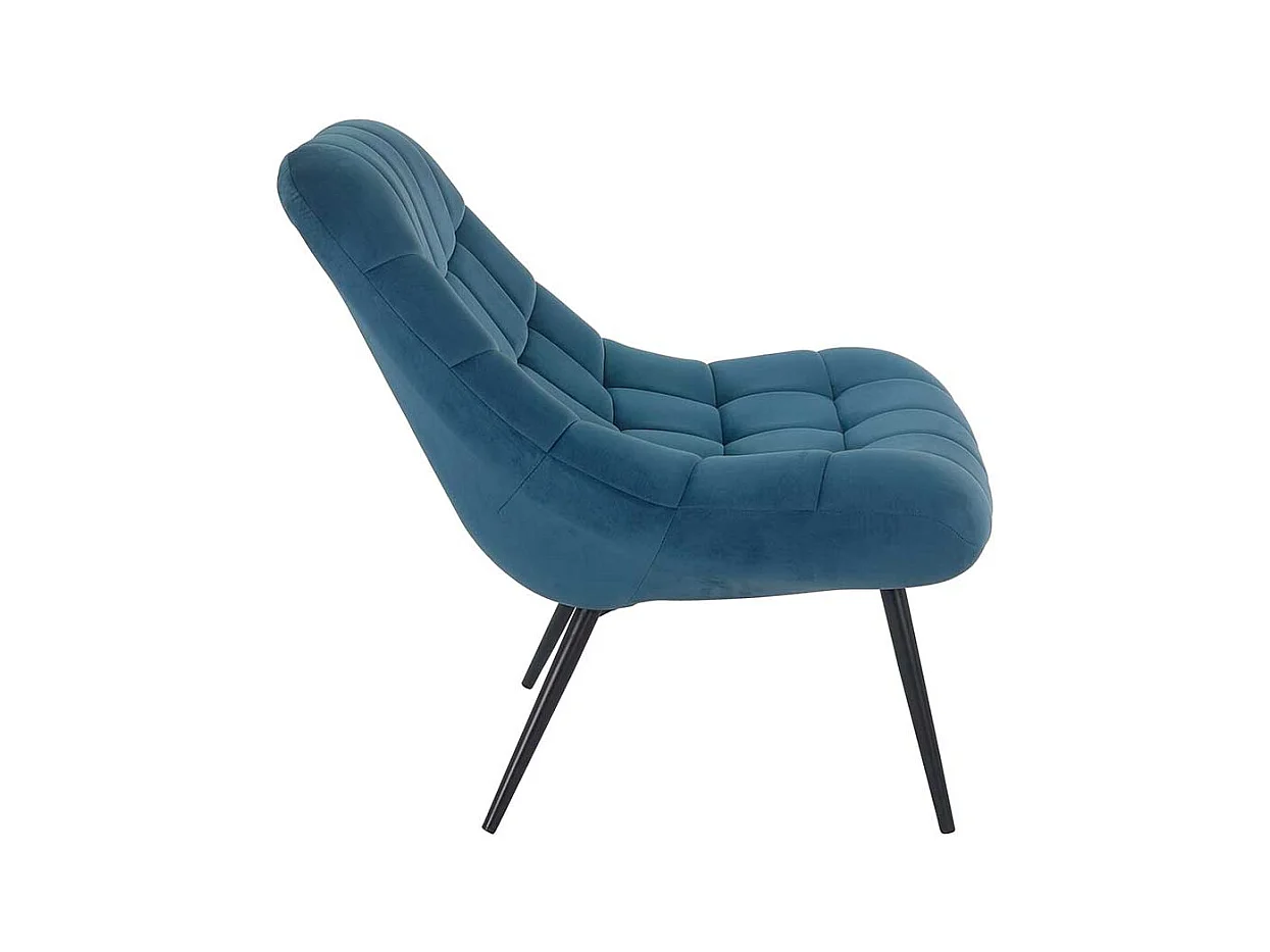 Lounge Stuhl in Blau Samt Retro Look