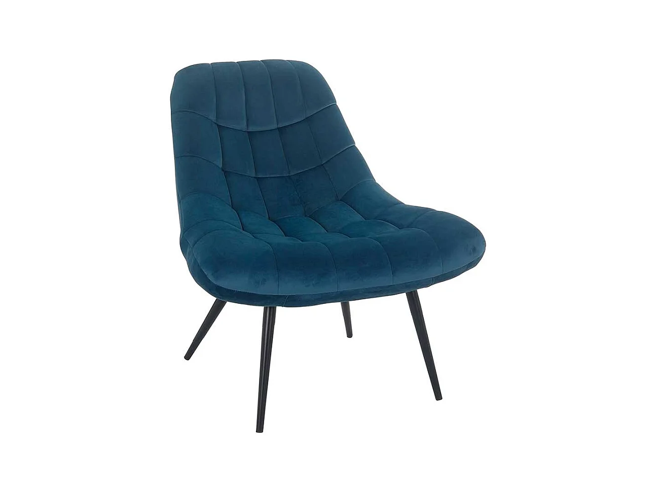 Lounge Stuhl in Blau Samt Retro Look