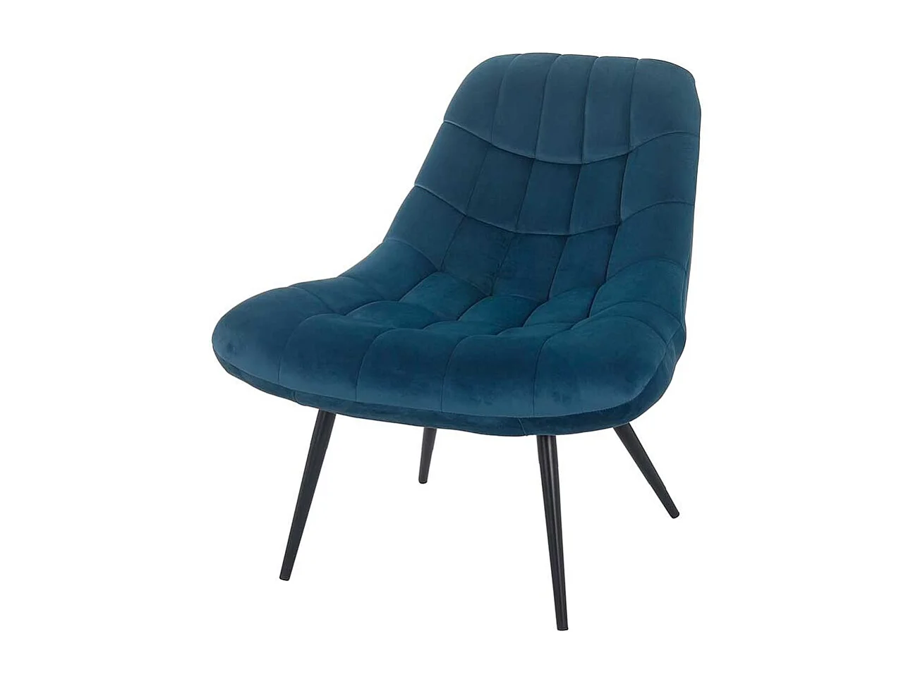 Lounge Stuhl in Blau Samt Retro Look