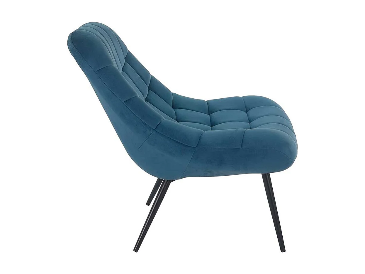 Lounge Stuhl in Blau Samt Retro Look