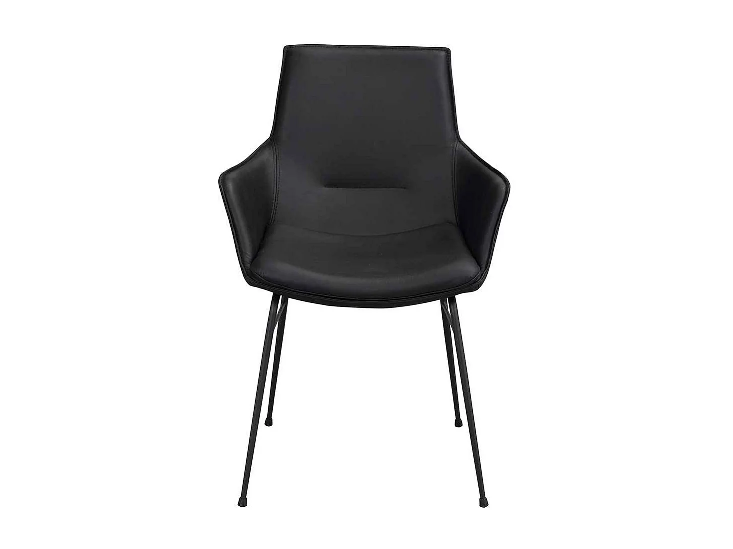 Schwarze Tischsessel aus Glattleder Gestell aus Metall (2er Set)