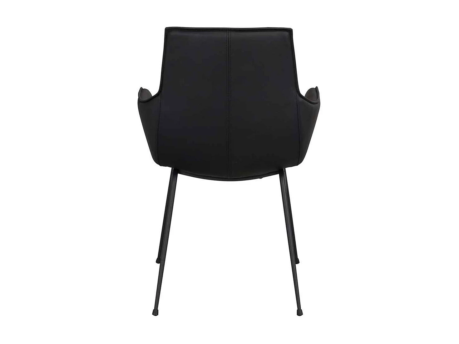 Schwarze Tischsessel aus Glattleder Gestell aus Metall (2er Set)