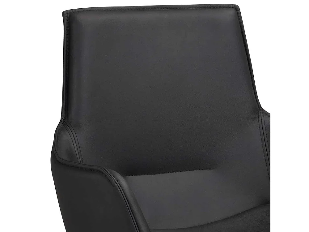 Schwarze Tischsessel aus Glattleder Gestell aus Metall (2er Set)