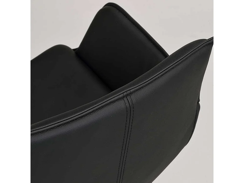 Schwarze Tischsessel aus Glattleder Gestell aus Metall (2er Set)