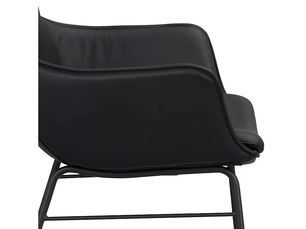 Schwarze Tischsessel aus Glattleder Gestell aus Metall (2er Set)