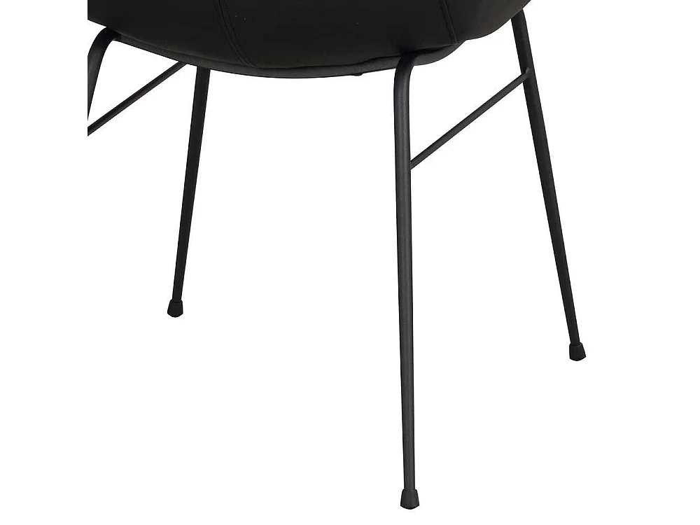 Schwarze Tischsessel aus Glattleder Gestell aus Metall (2er Set)