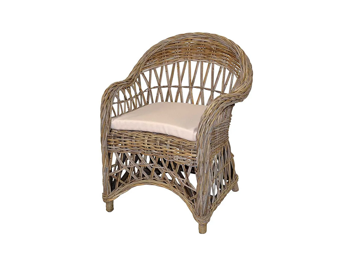 Einzelsessel Rattan in Grey Wash Landhausstil