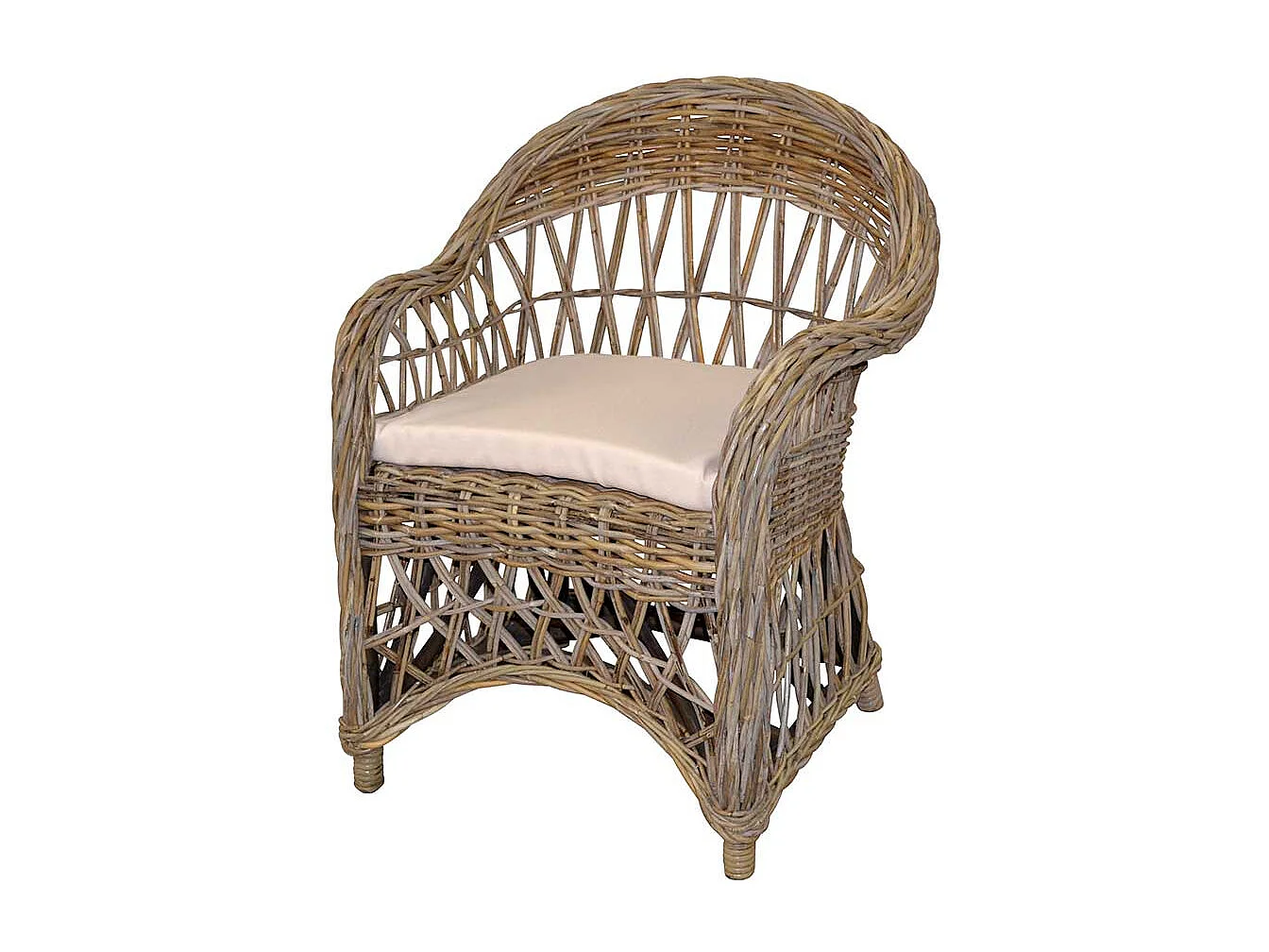 Einzelsessel Rattan in Grey Wash Landhausstil