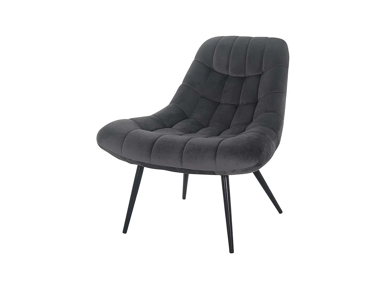 Samt Lounge Sessel in Dunkelgrau Retro Design