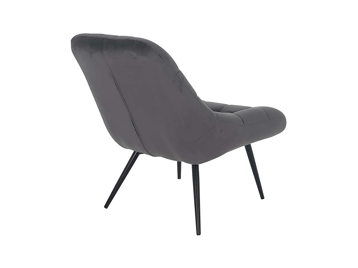 Samt Lounge Sessel in Dunkelgrau Retro Design