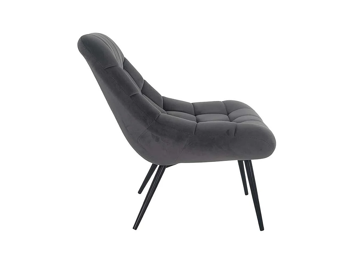 Samt Lounge Sessel in Dunkelgrau Retro Design