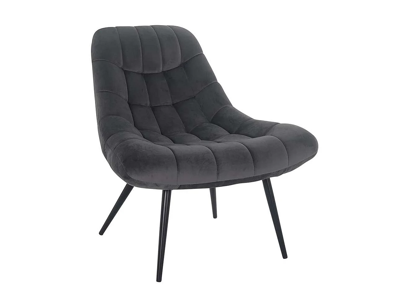Samt Lounge Sessel in Dunkelgrau Retro Design