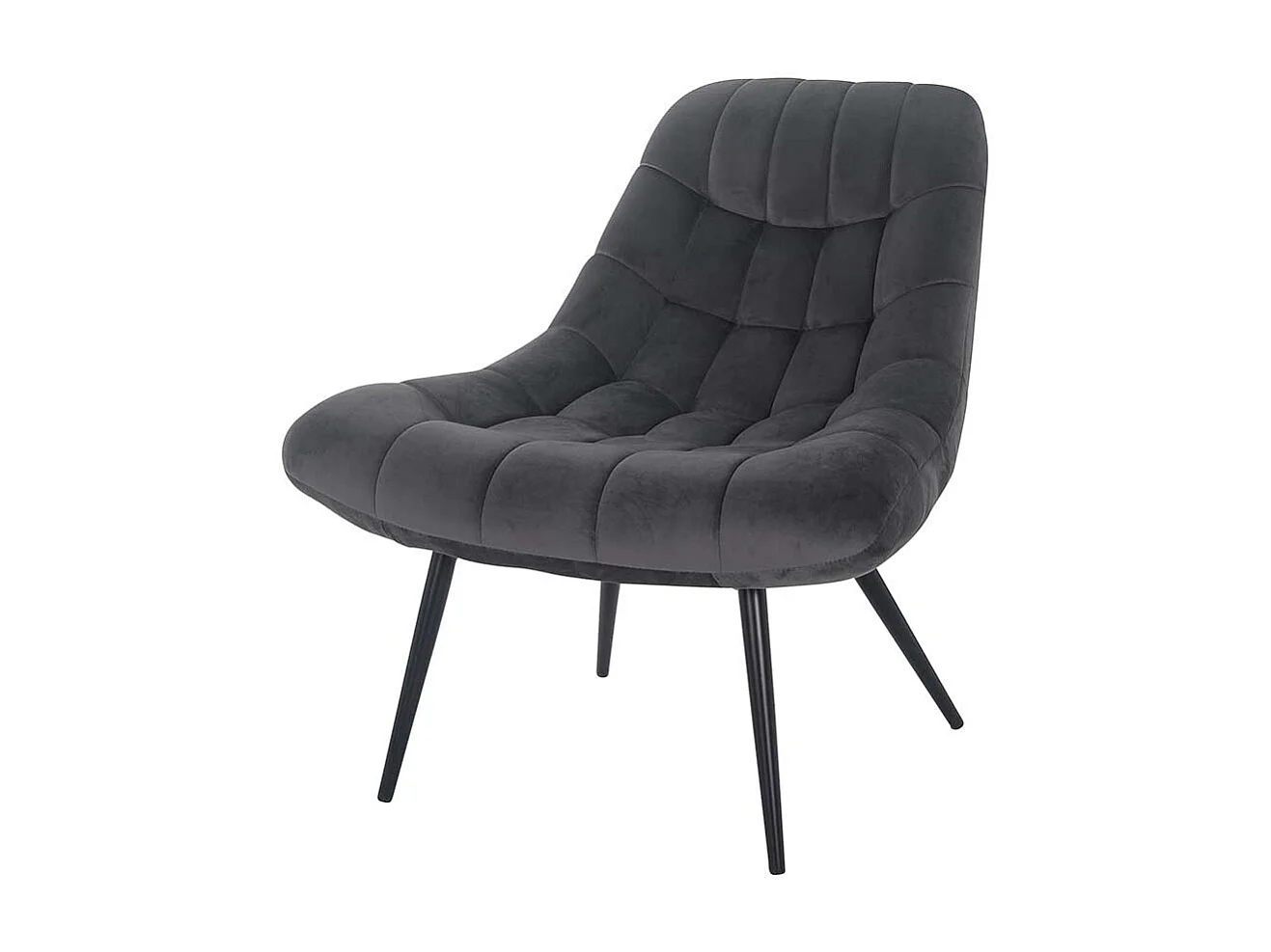 Samt Lounge Sessel in Dunkelgrau Retro Design