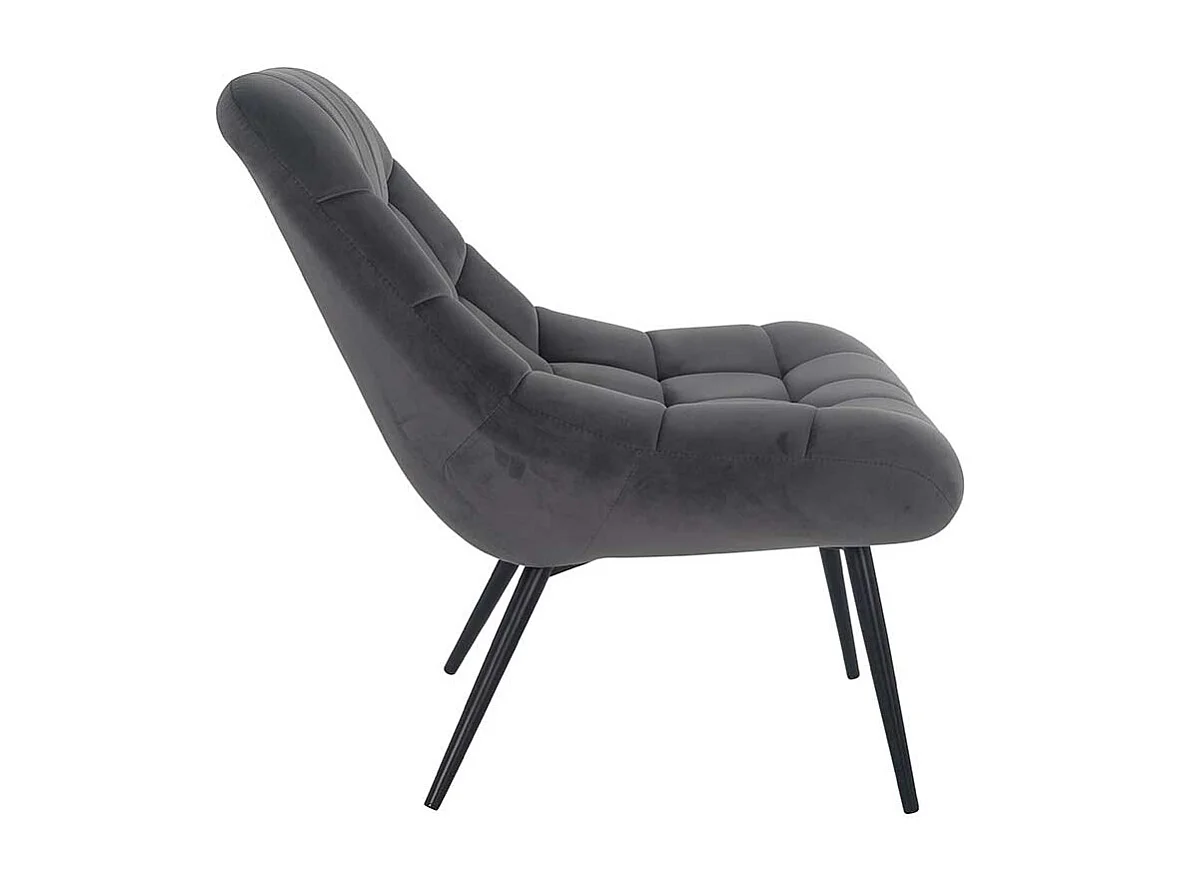 Samt Lounge Sessel in Dunkelgrau Retro Design