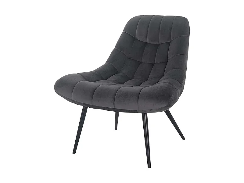 Samt Lounge Sessel in Dunkelgrau Retro Design