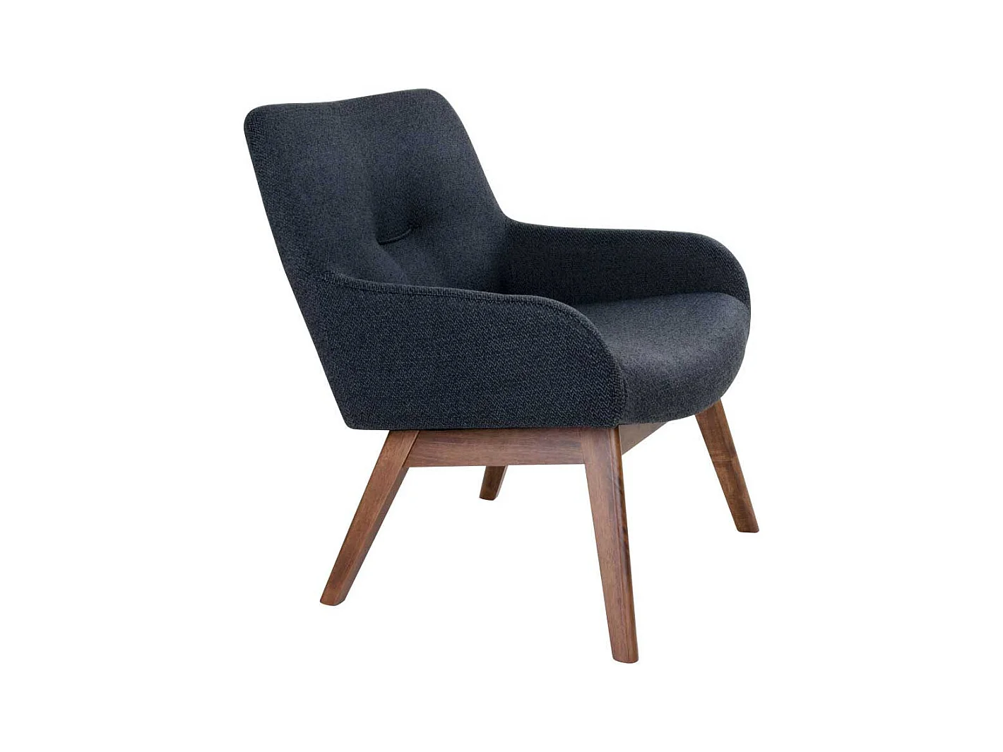 Retro Sessel in Dunkelgrau Webstoff Walnuss Massivholz