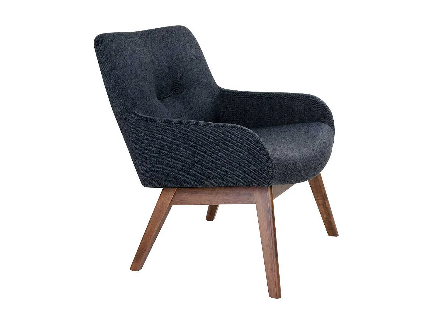 Retro Sessel in Dunkelgrau Webstoff Walnuss Massivholz