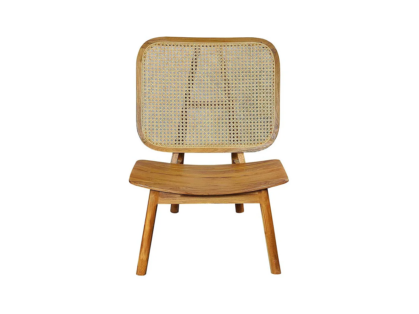 Sessel aus Rattan und Teak Massivholz 40 cm Sitzhöhe