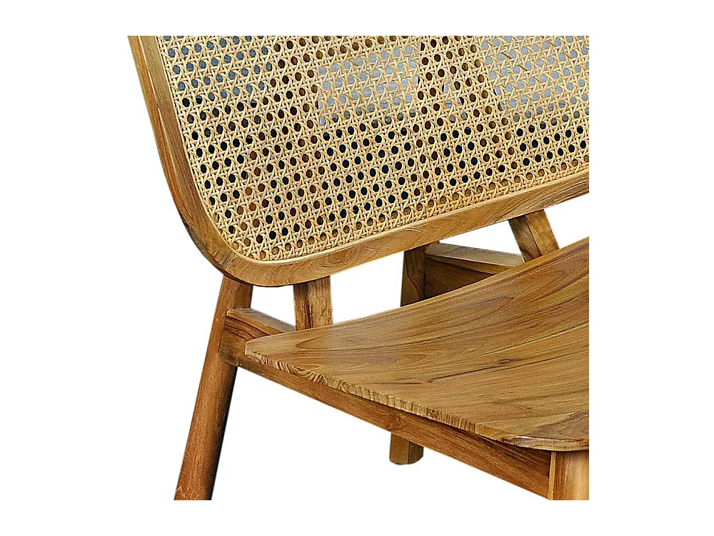 Sessel aus Rattan und Teak Massivholz 40 cm Sitzhöhe
