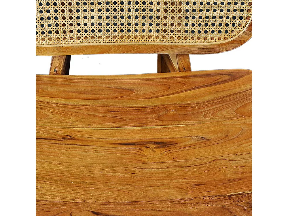 Sessel aus Rattan und Teak Massivholz 40 cm Sitzhöhe