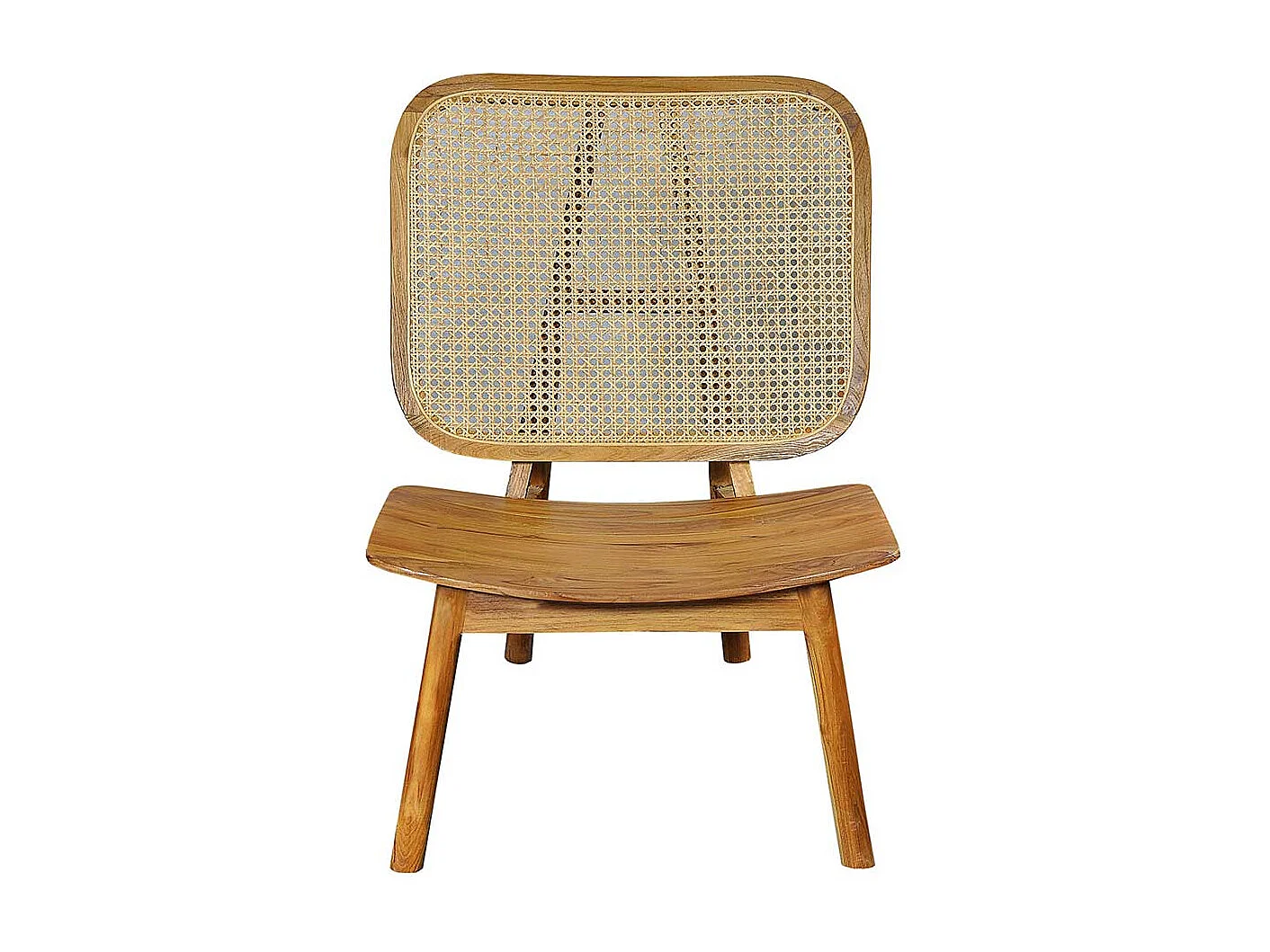 Sessel aus Rattan und Teak Massivholz 40 cm Sitzhöhe