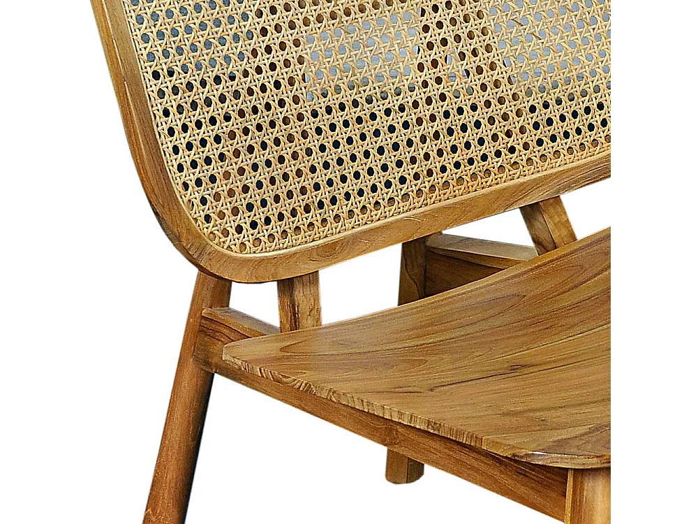 Sessel aus Rattan und Teak Massivholz 40 cm Sitzhöhe