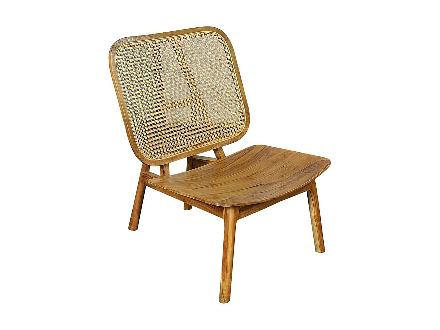 Sessel aus Rattan und Teak Massivholz 40 cm Sitzhöhe