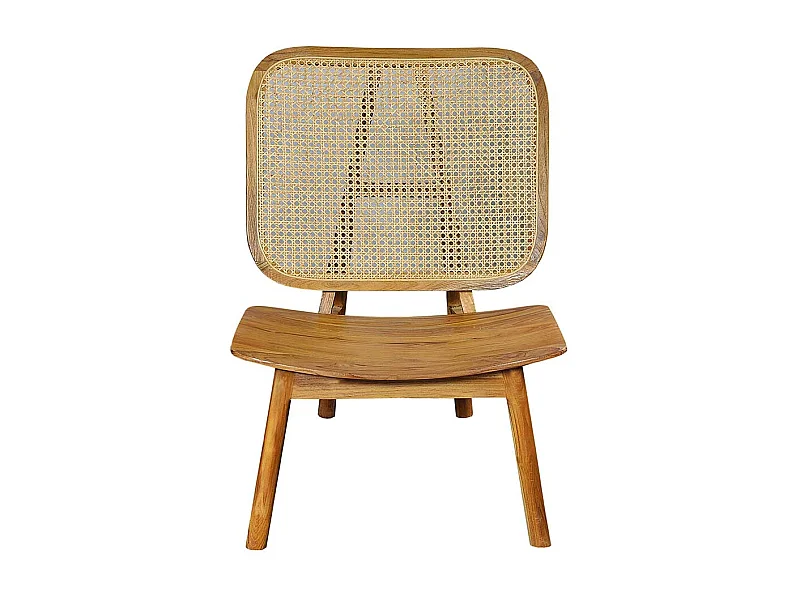 Sessel aus Rattan und Teak Massivholz 40 cm Sitzhöhe