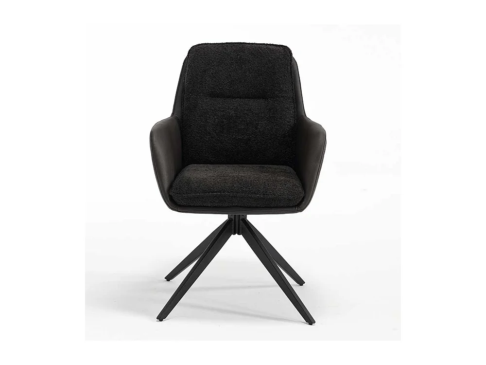 Drehbare Armlehnstühle aus Boucle Stoff Kunstleder (2er Set)