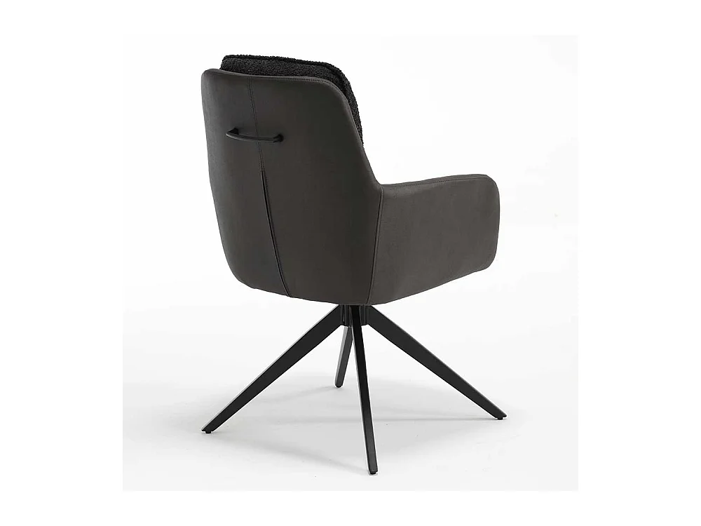 Drehbare Armlehnstühle aus Boucle Stoff Kunstleder (2er Set)