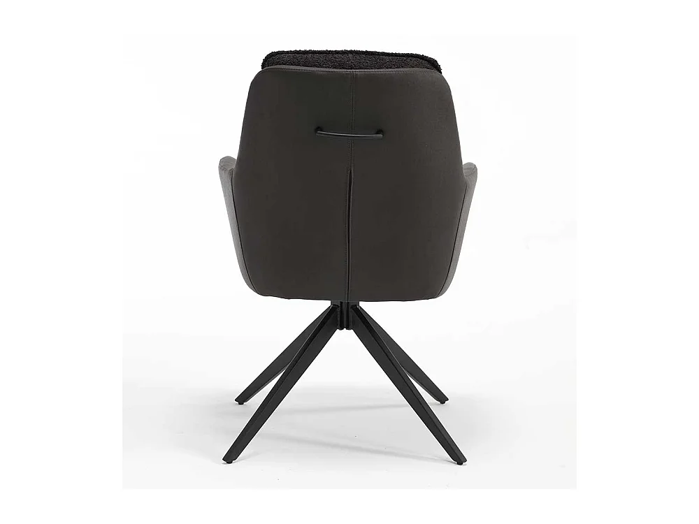 Drehbare Armlehnstühle aus Boucle Stoff Kunstleder (2er Set)