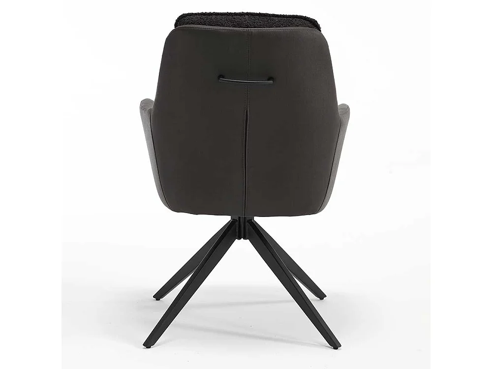 Drehbare Armlehnstühle aus Boucle Stoff Kunstleder (2er Set)